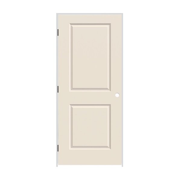 Codel Doors 28" x 80" x 1-3/8" Primed 2-Panel Carrera Molded Hollow Core 7-1/4" RH Prehung Door w/Mtt Blk Hngs 2468MHCCARRH10B714